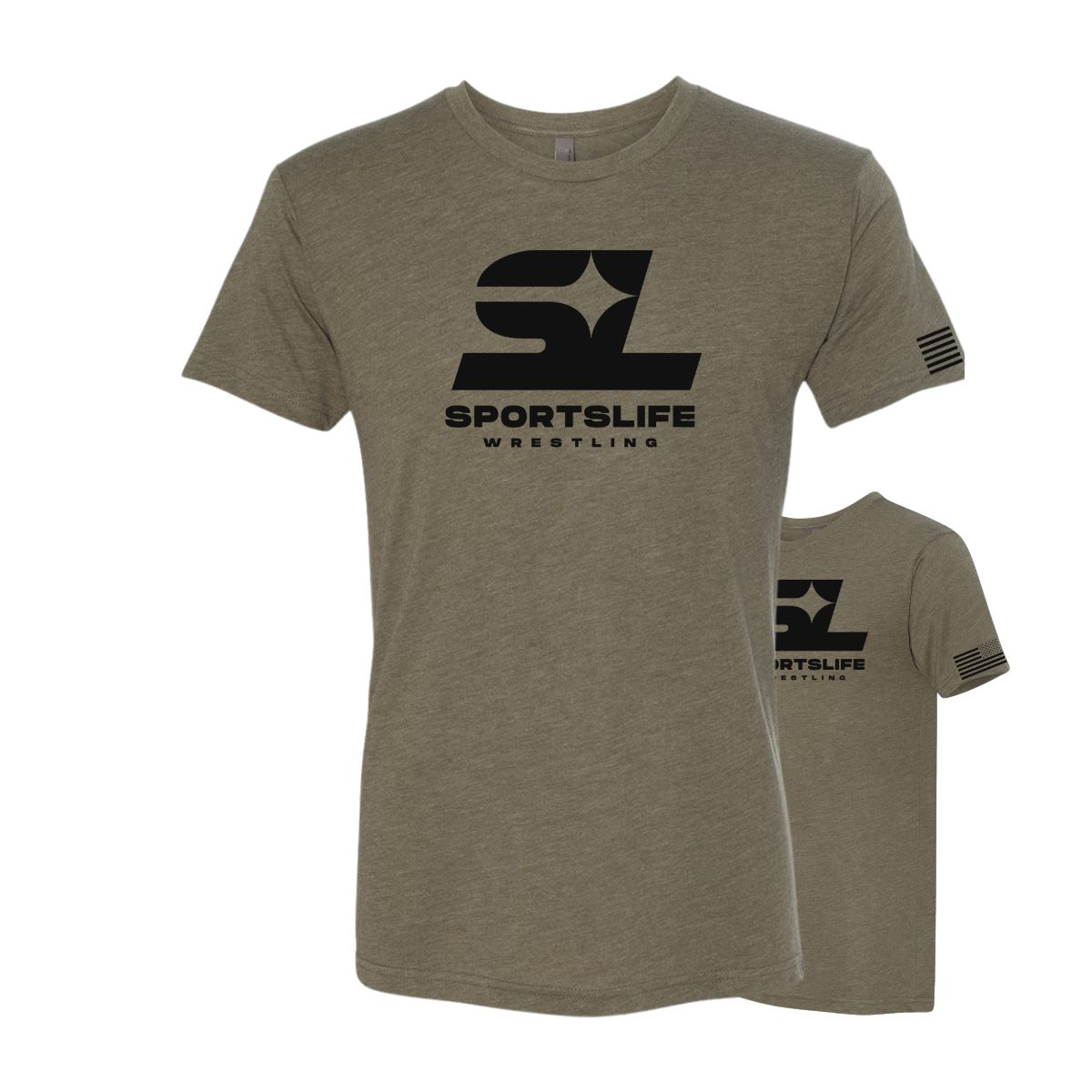SportsLife Military Short Sleeve Tee with Black Logos